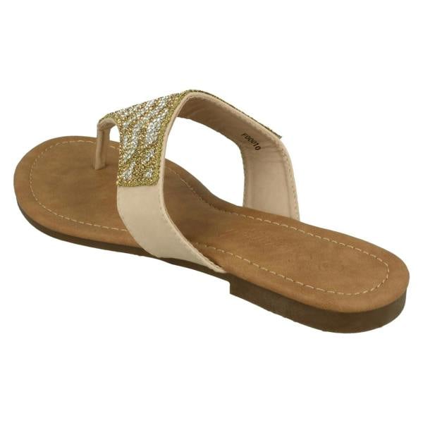 Savannah Ladies Savannah Flat Diamante Toe Post Sandals
