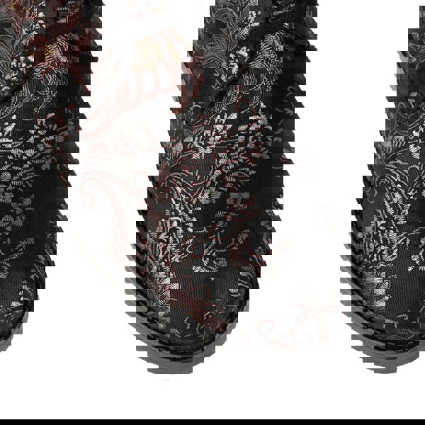 Embassy London Didi Wool - Black & Burgundy - Women's leather lace-up and zip-up round toe combat boot