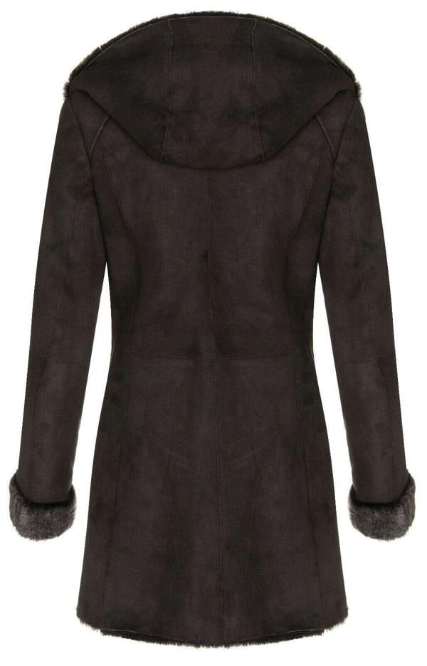 Infinity Leather Womens Merino Sheepskin Hooded Coat-Antioch