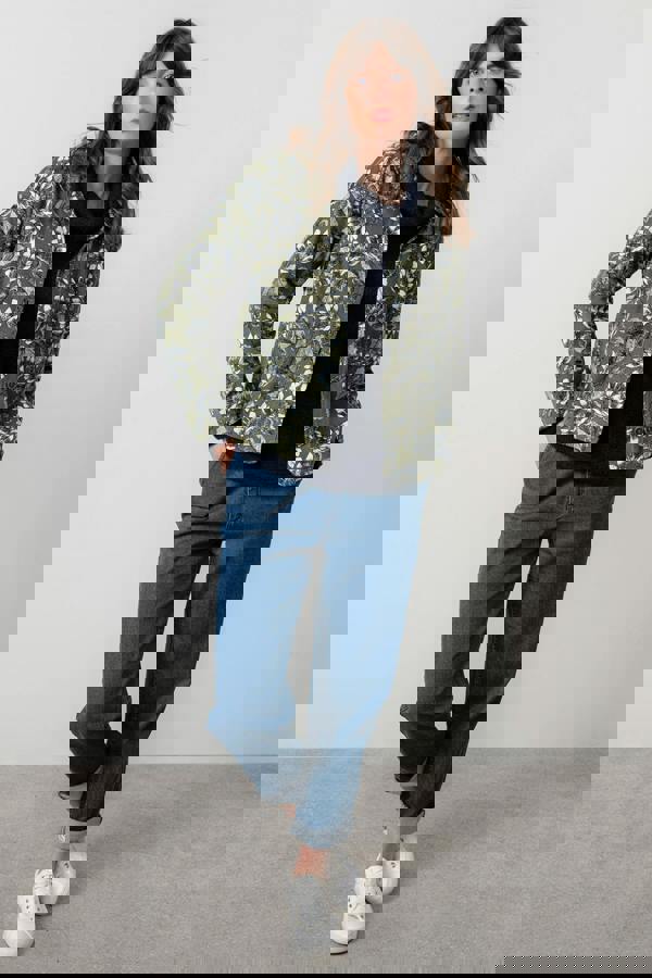 Lily & Me Ash Cotton Cord Floral Print Jacket Moss