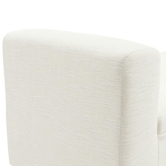 Wyld Haus Brooklyn Ivory Linen Bench Black Metal Legs