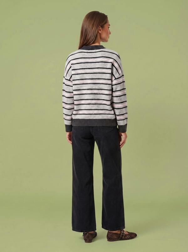 Urban Bliss Wool Blend Stripe Contrast Rugby Jumper