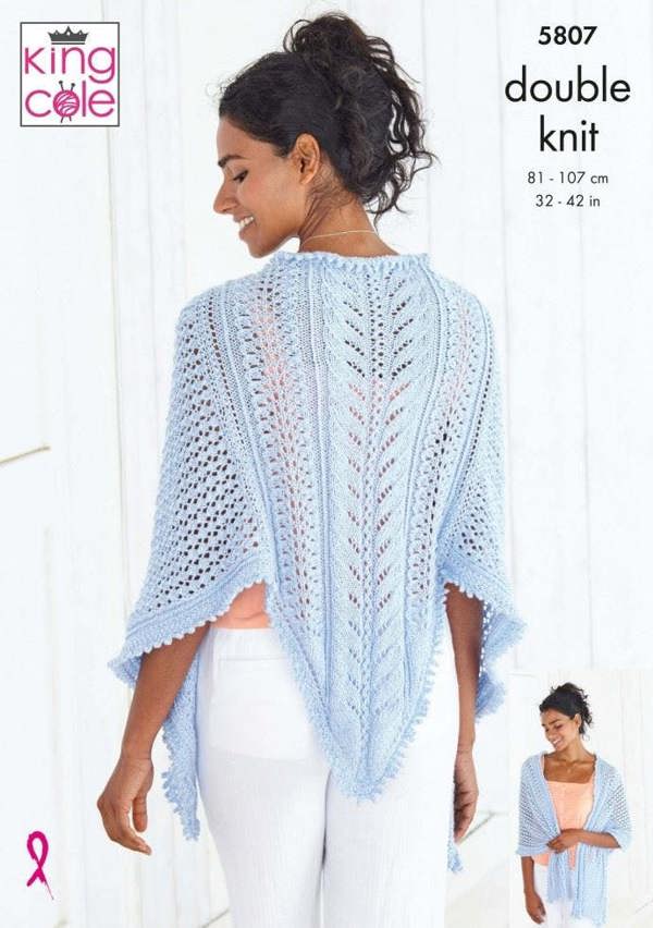 King Cole Glitz DK Knitting Pattern 5807, Cardigans, Shawls for Women, 32 - 42 Inches