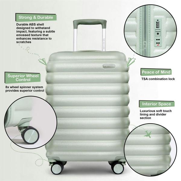 Infinity Luggage Hard Shell Cabin 37 x 22 x 55 cm TSA Secure Luggage Suitcase Suitable for Easyjet, Ryanair