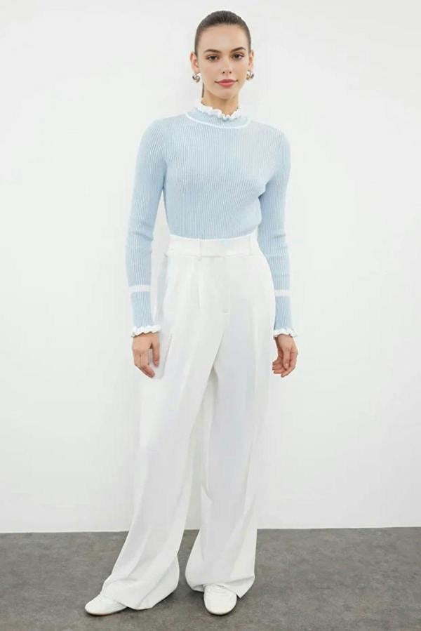 WOVCOR Color Block Knit Sweater