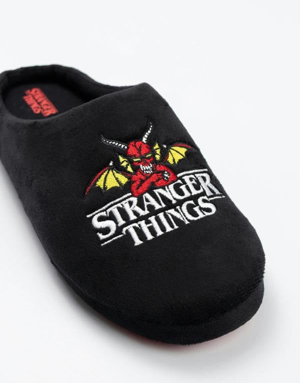 Stranger Things Unisex Black Logo Mule Slippers