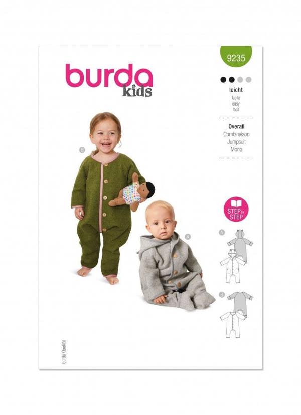 Burda Sewing Pattern 9235 Onesies For Babies, 1M-3 (56-98) - Easy