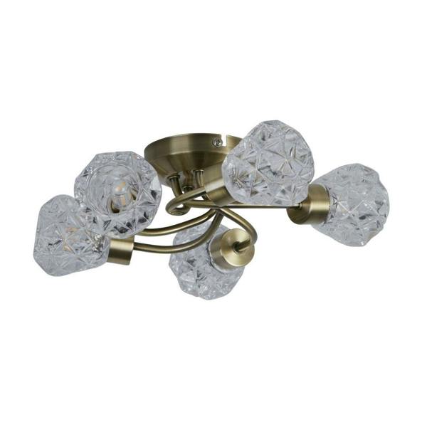 Pagazzi Lighting Dodo 5 Light Antique Brass Flush Ceiling Light
