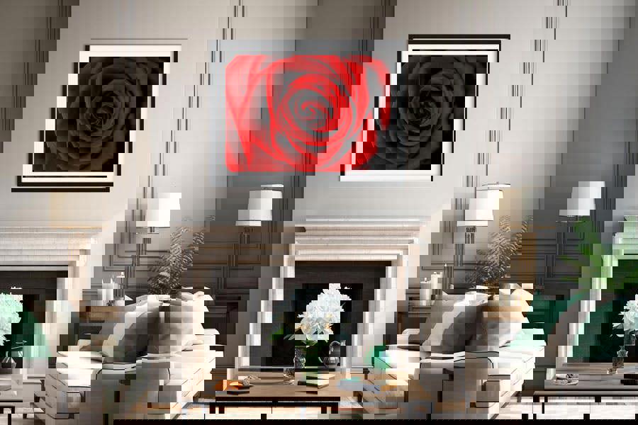 romantic rose wall print for living room interior design