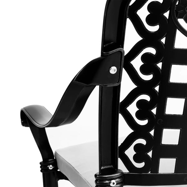 Set of 2 Outdoor Dining Chairs with Cushions Cast Aluminum Garden Seating Living and Home