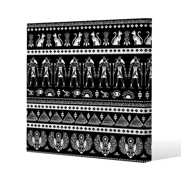 Benjamin Tate Design Heiroglyphs on Black Slim Style Canvas Print  50x50cm , 15mm Slim Real wood.