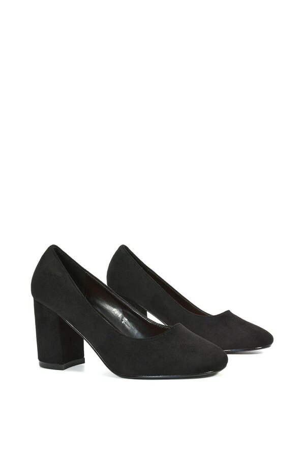XY LONDON Round Toe Mid Block Heel Court Shoe Heels
