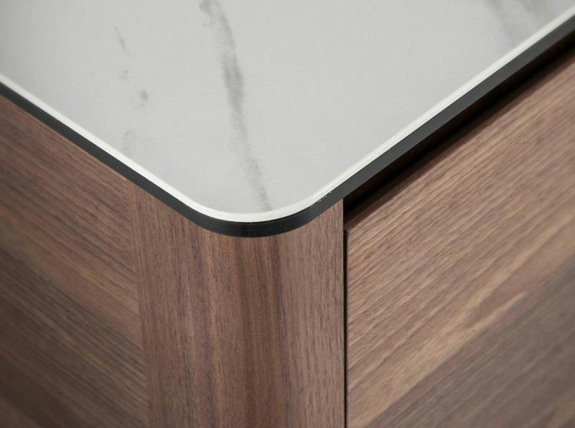 Angel Cerdá Walnut Sideboard With Glass Top Imitating Marble 3080