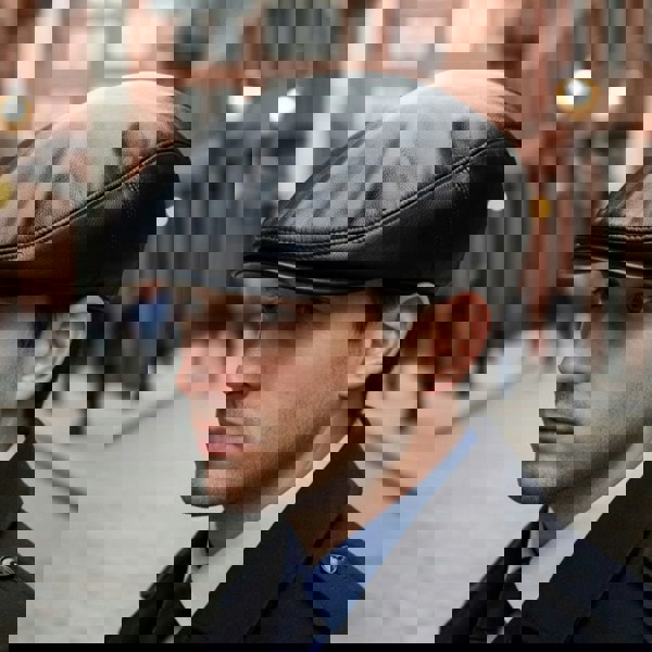 Infinity Leather Men's Real Leather Ivy Newsboy Peaked Flat Cap