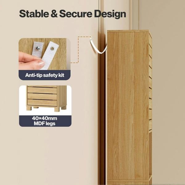Levede Bathroom Storage Cabinet Hallway Tall Cupboard Adjustable Shelves Oak