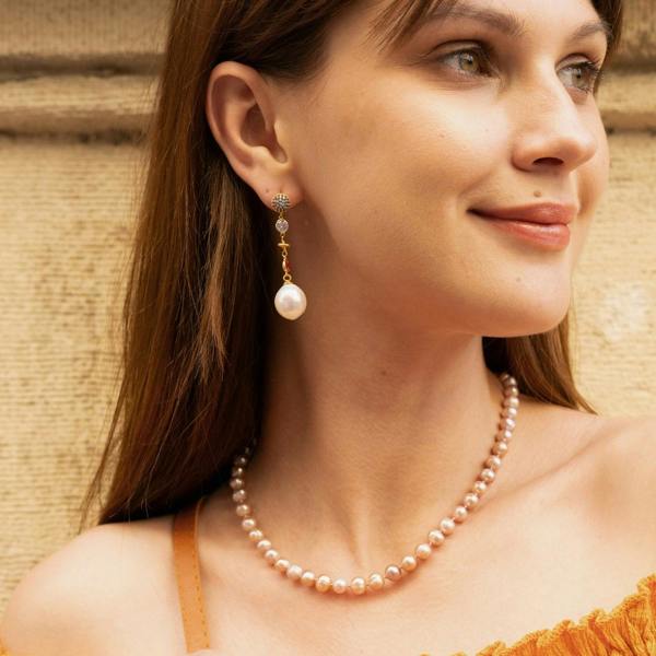 Spero London Chunky Baroque Pearl Drop Sterling Silver Earring
