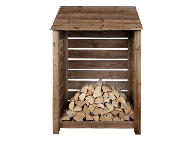 Arbor Garden Solutions Slatted Wooden Log Store  W-119cm, H-126cm or 180cm, D-88cm - Brown Finish