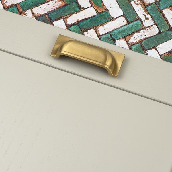 Handle & Home Satin Brass Round Knobs & Cup With Backplate