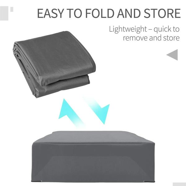 Grey rattan furniture protective cover, folded for storage, lightweight design