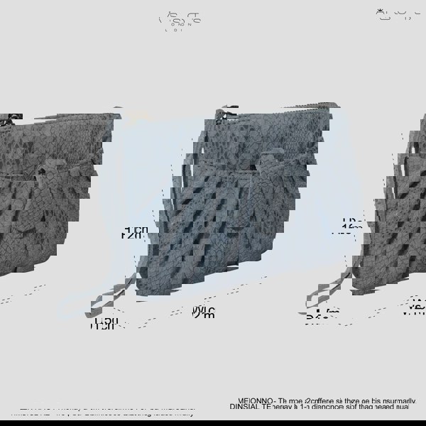 Assots London 'DARCY' Pastel Blue Pleated Snake Print Real Leather Wristlet Pouch