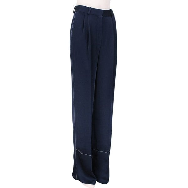 Sonia Rykiel runway collection wide leg trousers in a dark blue satin