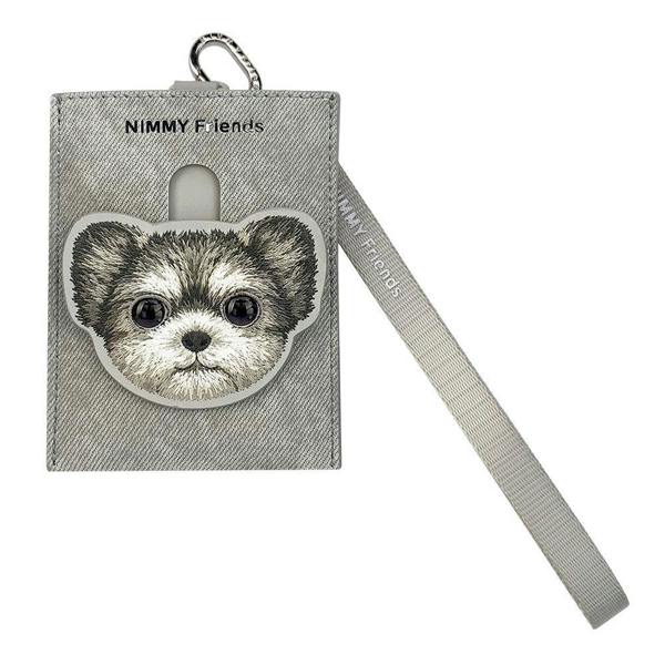 Nimmy Friends Nimmy Big Eye Cute Pet Yorkie Dog Face Card Sleeve Holder Grey - N-XDY-KT-027