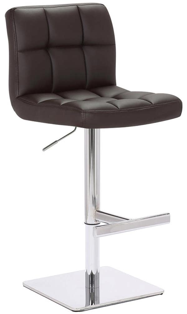 Lamboro Allegro Deluxe Kitchen Bar Stool, Faux Leather, Chrome Base, Height Adjustable, Brown