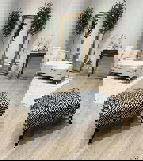 ISTOOLS Premium Eden Embossed Pattern Footstool Ottoman – Window Bay Seat & Multi-Use Coffee Table Bench (Non-Storage)