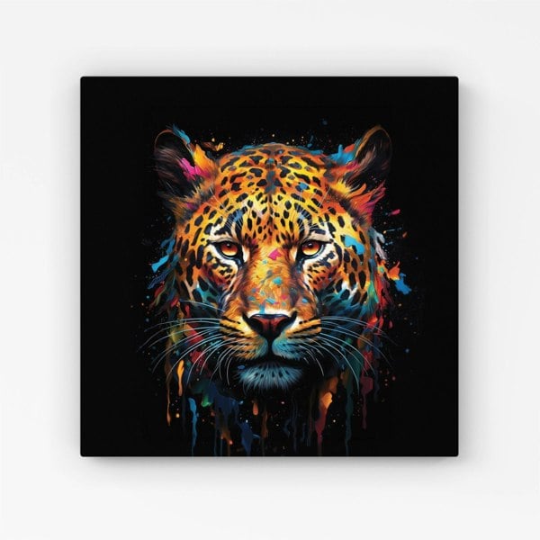 Warren Reed Splash Art Leopard Face Canvas