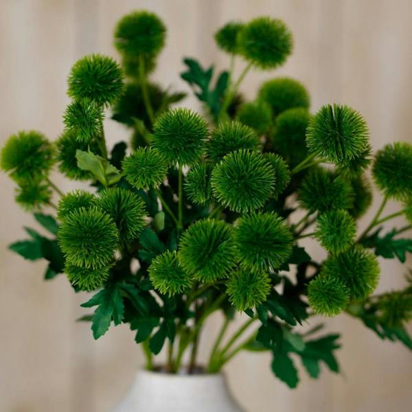 Wyld Haus Set of 3 Artificial Flowers Green Globe Thistle Sprays