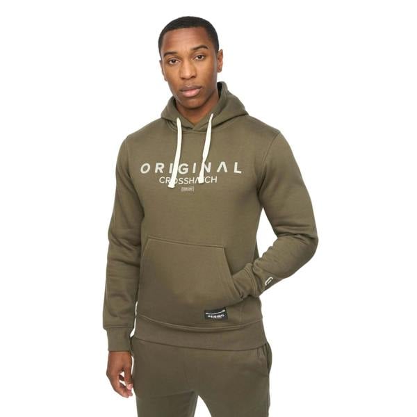 Crosshatch Mens Jamals Hoodie - Dark Olive - 
