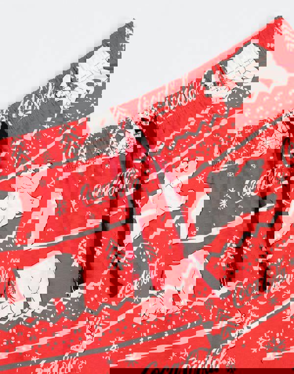 Coca Cola Womens Grey Logo Short Sleeve Long Leg Pyjama Set