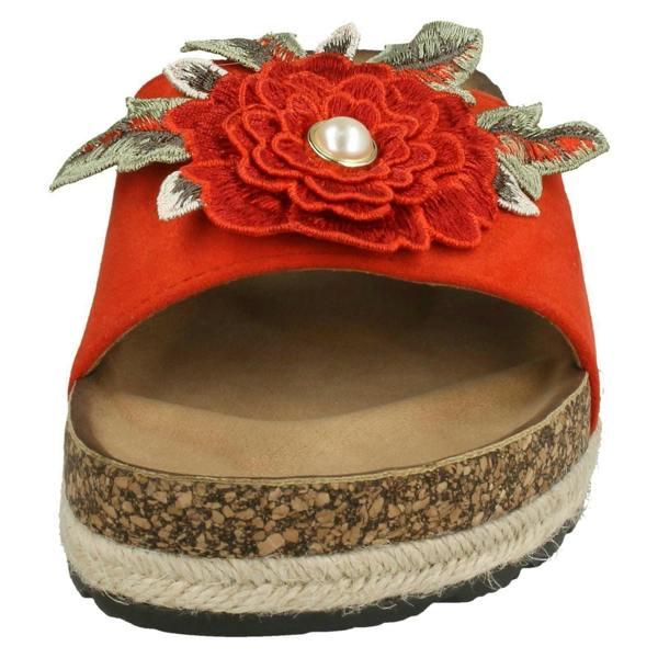 Spot On Ladies Spot On Flower Trim Mules