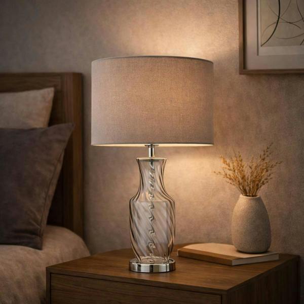 Pagazzi Lighting Rigl Twist Grey Glass Table Lamp