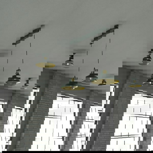 Milagro Felix Green Double Pendant Lamp 2XE27 The Hand Made High Quality Fittings 29CM Shades Rugged Industrial Look