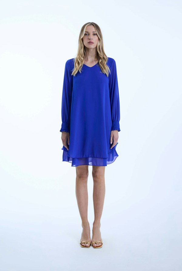 James Lakeland Long Sleeve Royal Wave Hem Dress