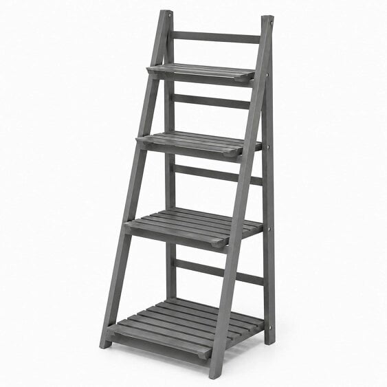 Neo Grey 4 Tier Wooden Foldable Plant Stand