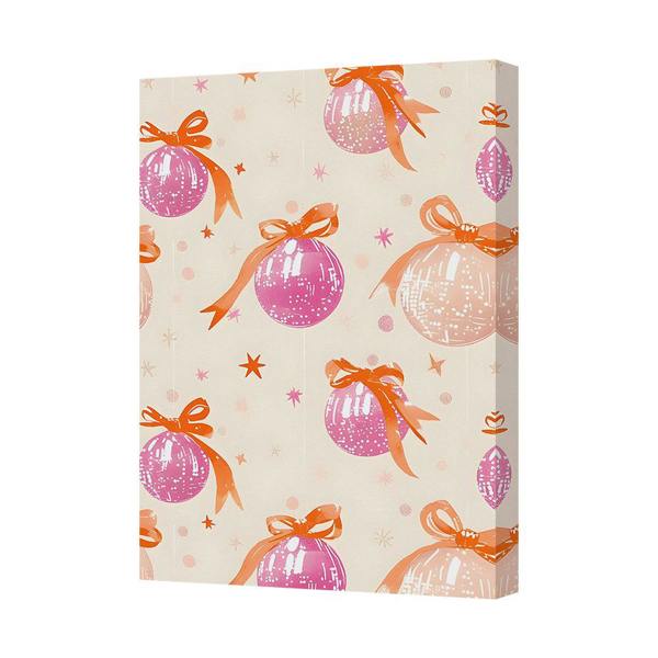 Benjamin Tate Design Festive Christmas Ornament Canvas Wall Art With Pink And Purple Ornaments
