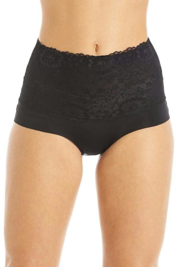 Womens High Waist Seamless Floral Lace Briefs Black