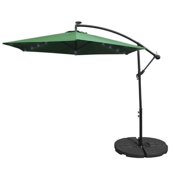 Monstershop Green 3m LED Cantilever Parasol With Fan Base