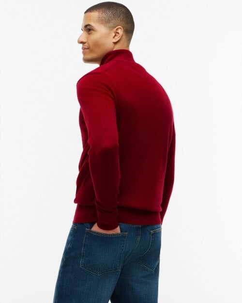 Tommy Hilfiger Organic Cotton Cashmere Mens Zip-Mock Sweater - Regatta Red
