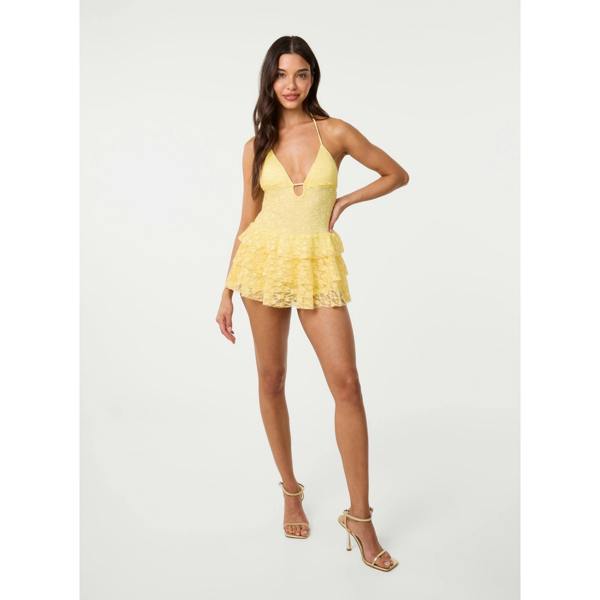 Pink Vanilla Lace Halterneck Bra Cup Dress With Shorts