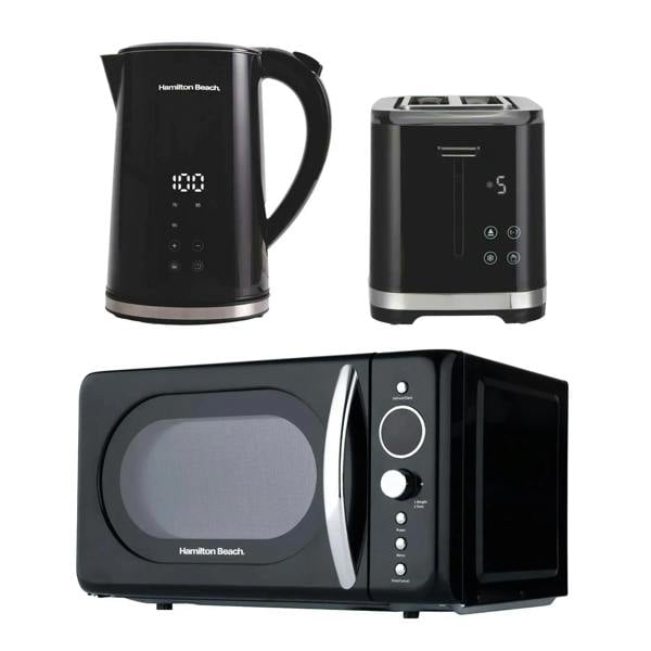 Hamilton Beach FlexiControl Kettle, Toaster & 20L Retro Microwave Set - Black - Hamilton Beach UK