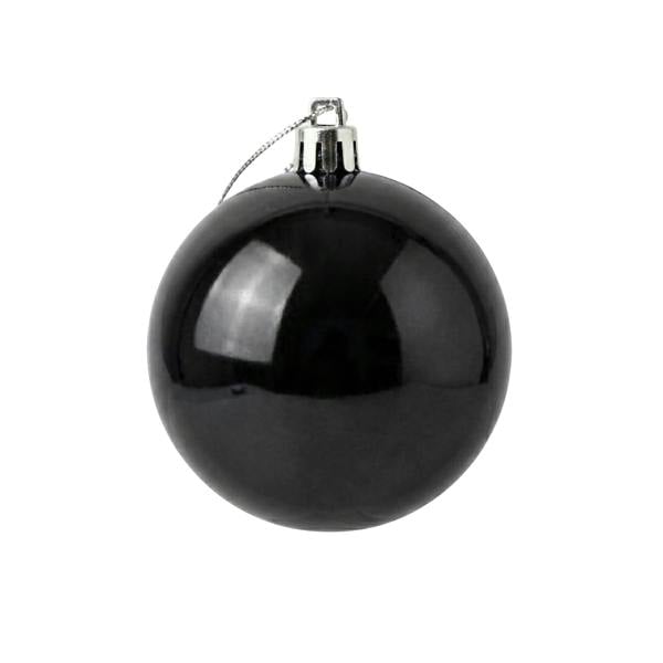 2cm Black Glossy Christmas Bauble for Tree, Mantelpiece and Festive Home Display image 1