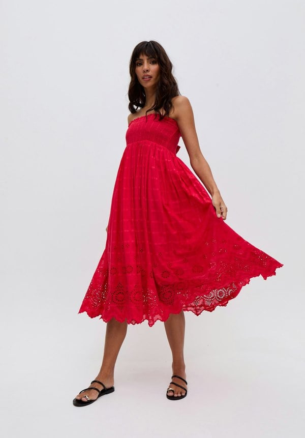 Mirella Spaghetti Strap Embroidered Skirt In Red - image 4