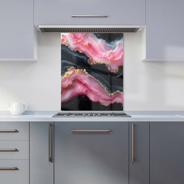 Warren Reed - Designer Pink And Black Marble Effect Kitchen Splashback