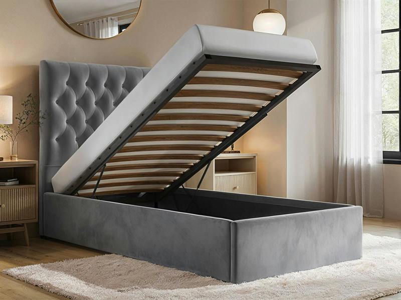 Flair Milan Single Velvet Ottoman Bed