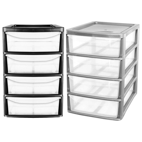 4 Pull Out Drawers A4 Desktop Plastic Storage Drawers Table Top Organiser