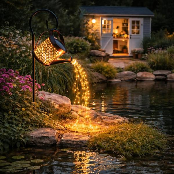 Gardenwize Solar Stake Light – Watering Can Cascade LED Garden Light