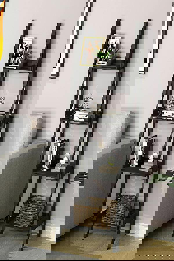 Living and Home 4 Tier Wooden Ladder Corner Bookcase